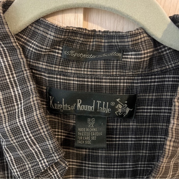 Vintage 90's Knights Of The Round Table Men's plaid Short Sleeve Size BIG 2XL - Picture 5 of 6